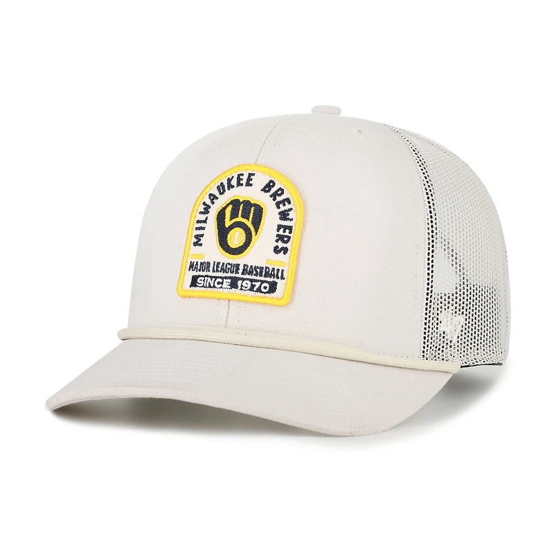 Men's '47 Cream Milwaukee Brewers Gravestone Adjustable Trucker Hat
