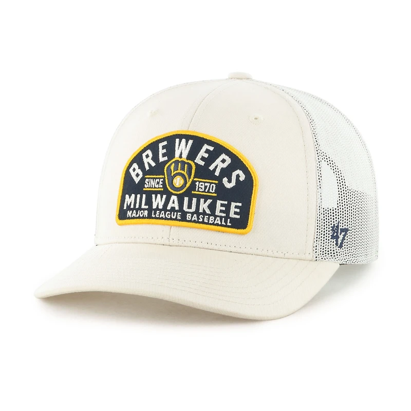 Men's '47 Cream Milwaukee Brewers Leland Adjustable Trucker Hat