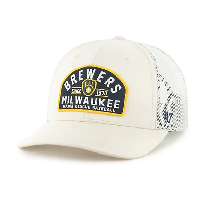 Men's '47 Cream Milwaukee Brewers Leland Adjustable Trucker Hat