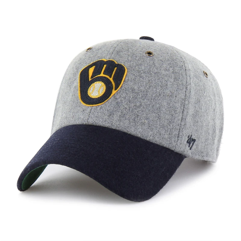 Men's '47 Gray/Navy Milwaukee Brewers Golden Age Wool Clean Up Adjustable Hat