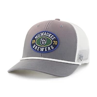 Men's '47 Gray/White Milwaukee Brewers Tide Sweep Rope Trucker Adjustable Hat