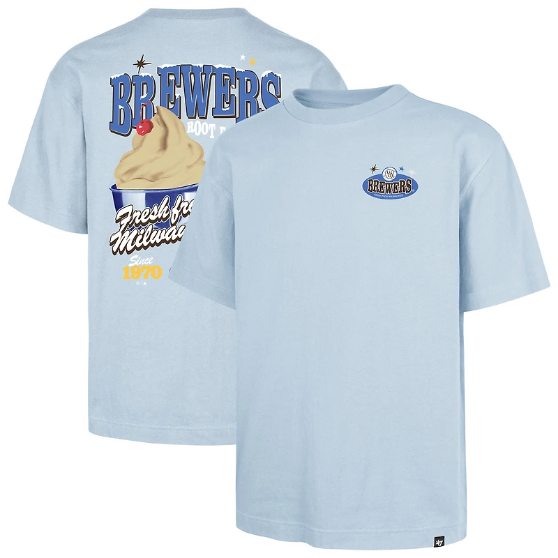T-shirt bleu clair « 47 » pour homme, édition limitée, des Brewers de Milwaukee, le glacier