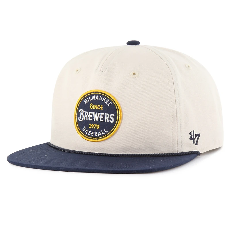 Casquette ajustable Payson Captain des Milwaukee Brewers, modèle naturel 1947, pour homme