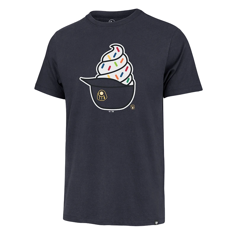 Men's '47 Navy Milwaukee Brewers Ice Cream Helmet Franklin T-Shirt