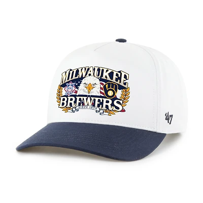 Men's '47 White/Navy Milwaukee Brewers Americana Eagle Hitch Adjustable Hat