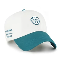 Men's '47 White/Teal Milwaukee Brewers Contemporary Tonal Clean Up Adjustable Hat