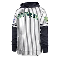 Sweat à capuche blanc double en-tête fines rayures '47 Milwaukee Brewers pour hommes