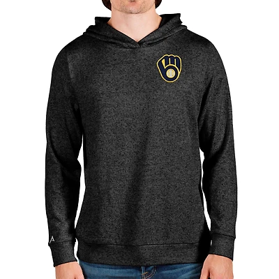 Sweat à capuche Absolute noir chiné Antigua pour homme des Milwaukee Brewers