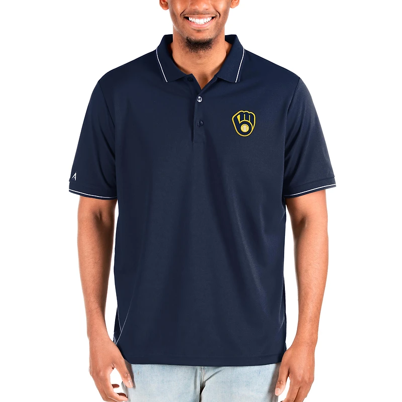 Polo Affluent bleu marine Antigua pour hommes Milwaukee Brewers Big & Tall
