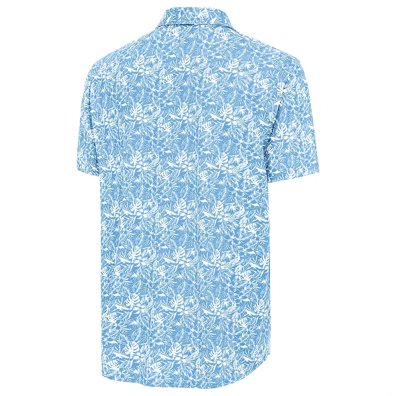 Chemise boutonnée Antigua bleu poudre pour homme, modèle Resort des Milwaukee Brewers