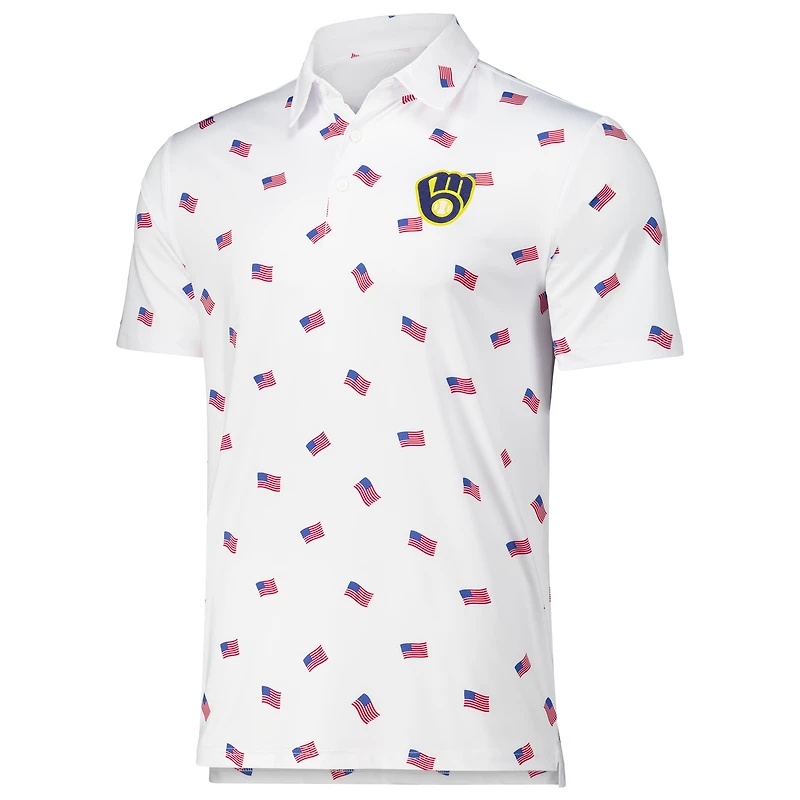 Polo Americana des Milwaukee Brewers d'Antigua pour hommes, blanc