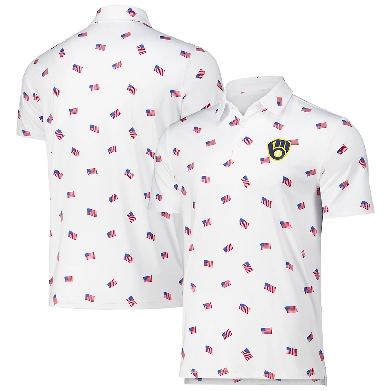 Men's Antigua White Milwaukee Brewers Americana Polo