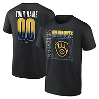 T-shirt noir pour homme Milwaukee Brewers, domicile, personnalisé avec nom et numéro