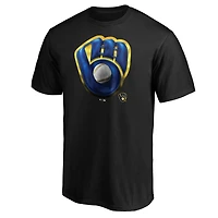 T-shirt noir pour homme avec mascotte Midnight des Milwaukee Brewers