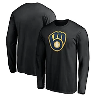 Men's  Black Milwaukee Brewers Official Logo Long Sleeve T-Shirt