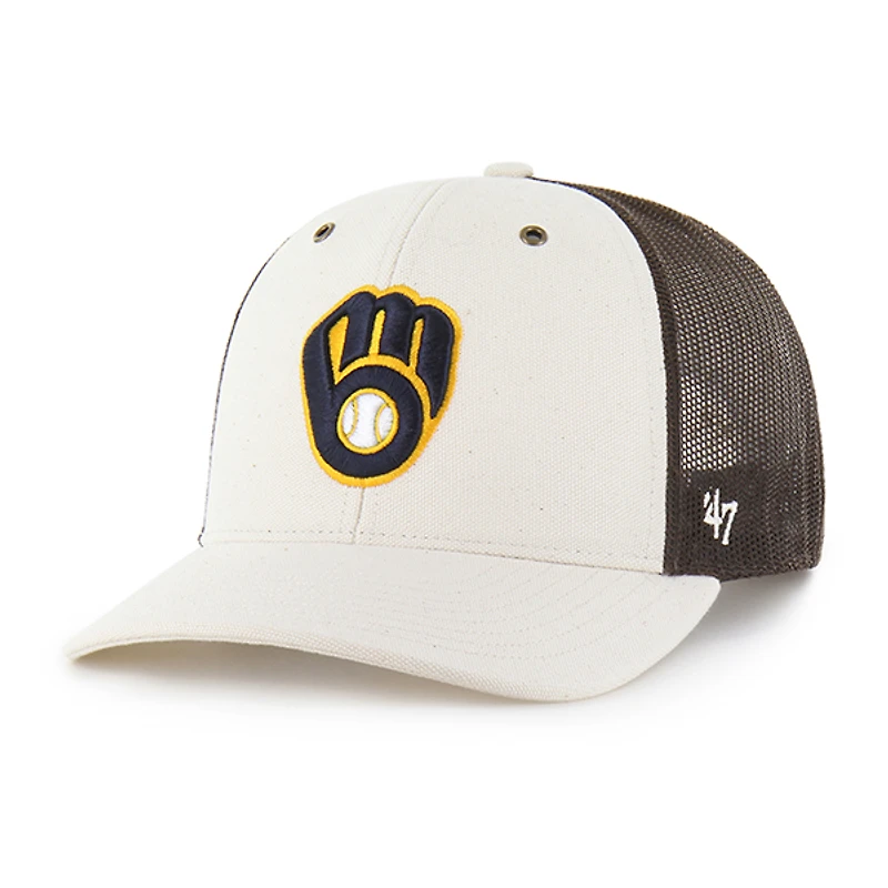Casquette trucker ajustable Carhartt x '47 pour homme, coloris naturel/marron Milwaukee Brewers.