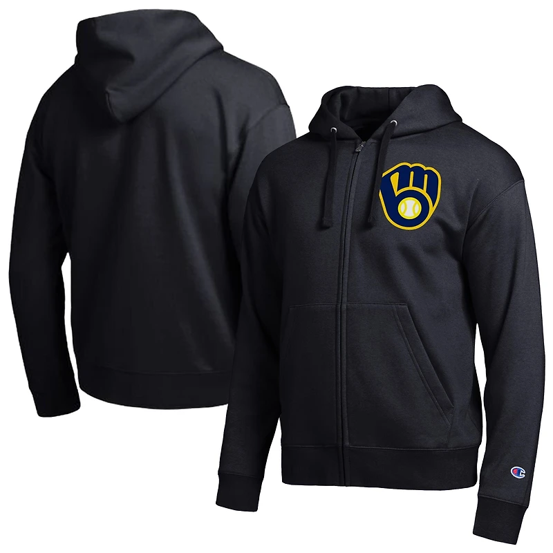 Sweat à capuche zippé noir Champion Milwaukee Brewers All-Star pour homme