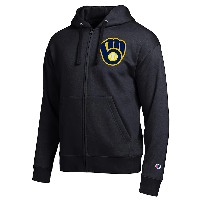 Men's Champion Black Milwaukee Brewers All-Star Full-Zip Hoodie