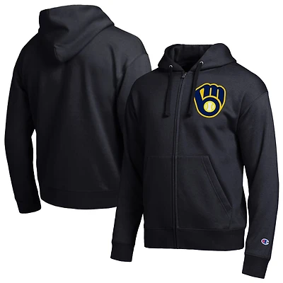 Sweat à capuche zippé noir Champion Milwaukee Brewers All-Star pour homme