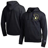 Sweat à capuche zippé noir Champion Milwaukee Brewers All-Star pour homme