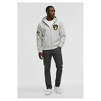 Men's Champion  Gray Milwaukee Brewers Reverse Weave Chenille Full-Zip Hoodie
