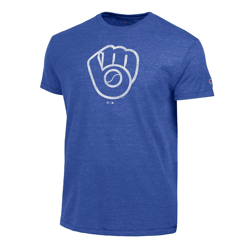 Men's Champion  Heather Royal Milwaukee Brewers Tri-Blend T-Shirt