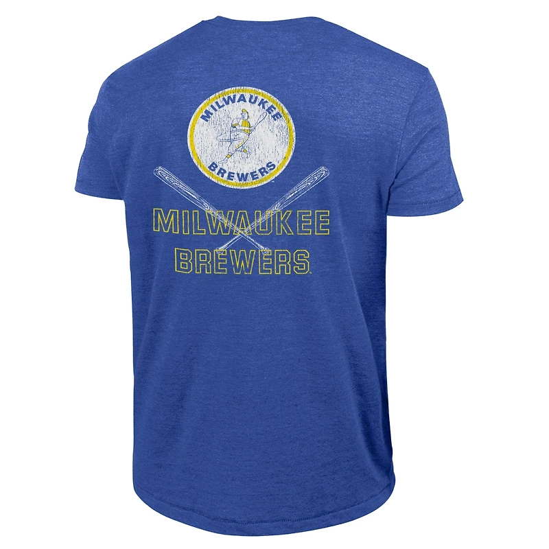 Men's Champion  Heather Royal Milwaukee Brewers Tri-Blend T-Shirt