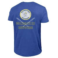 Men's Champion  Heather Royal Milwaukee Brewers Tri-Blend T-Shirt