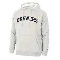 Sweat à capuche raglan Champion Heathered Core Ultra Light Grey Milwaukee Brewers Triumph Tri-Blend pour homme