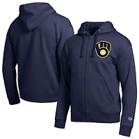 Sweat à capuche zippé Champion Navy Milwaukee Brewers All-Star pour homme