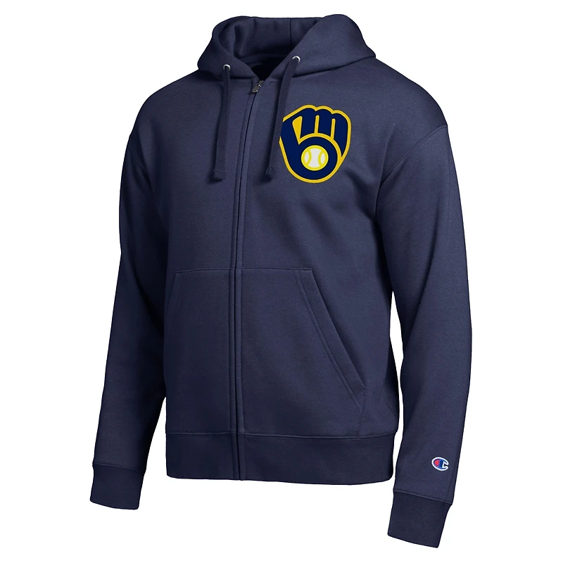 Sweat à capuche zippé Champion Navy Milwaukee Brewers All-Star pour homme