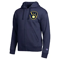 Sweat à capuche zippé Champion Navy Milwaukee Brewers All-Star pour homme