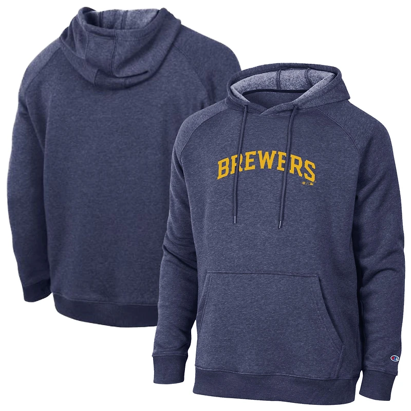 Men's Champion  Navy Milwaukee Brewers Triumph Tri-Blend Raglan Hoodie