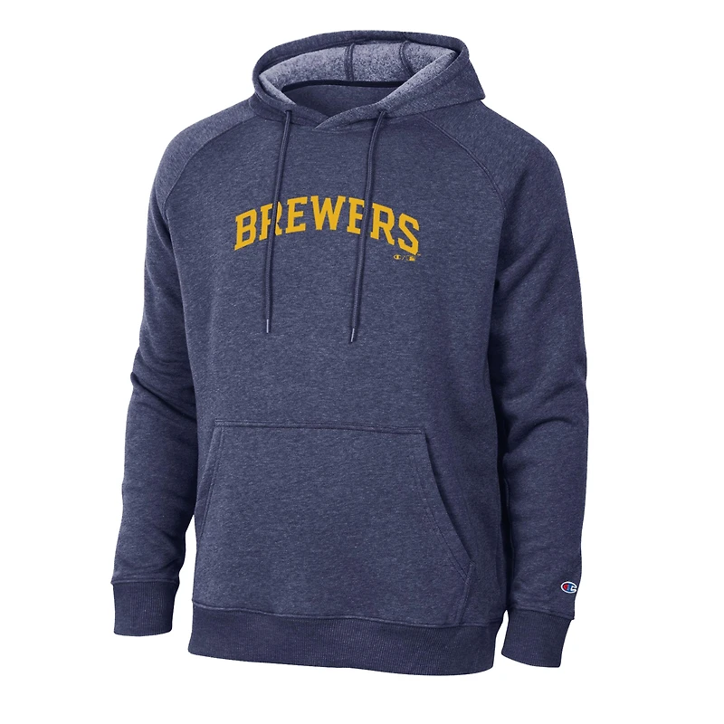 Men's Champion Navy Milwaukee Brewers Triumph Tri-Blend Raglan Hoodie