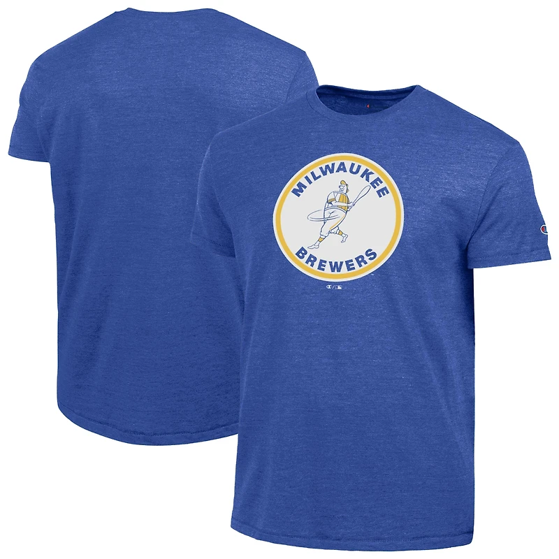 T-shirt Champion Royal Milwaukee Brewers Cooperstown Logo Tri-Blend pour homme