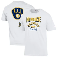 Men's Champion White Milwaukee Brewers 3-Hit Jersey T-Shirt