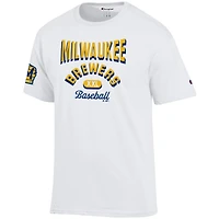 Men's Champion White Milwaukee Brewers 3-Hit Jersey T-Shirt