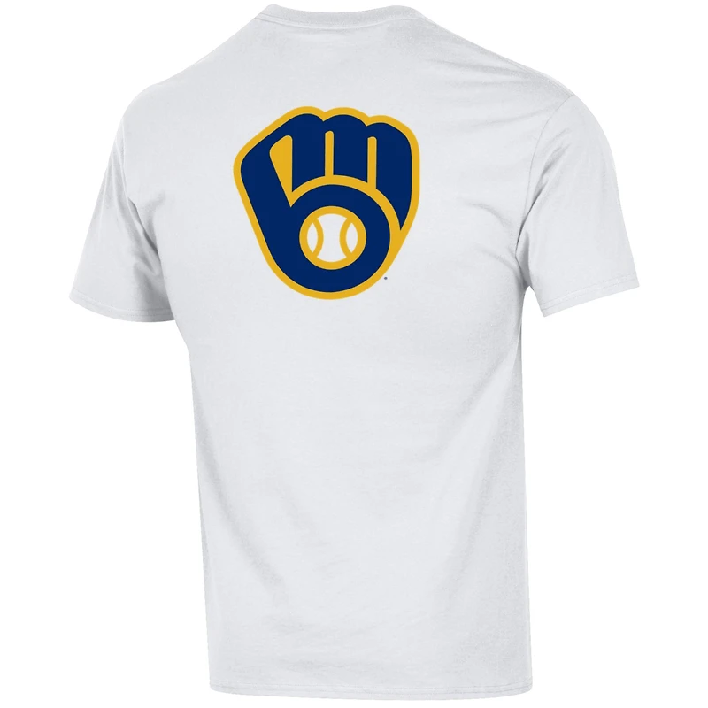 Men's Champion White Milwaukee Brewers 3-Hit Jersey T-Shirt