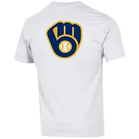Men's Champion White Milwaukee Brewers 3-Hit Jersey T-Shirt