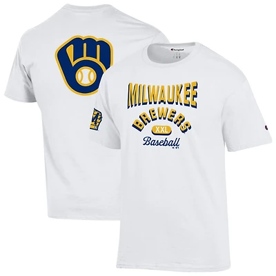 Men's Champion White Milwaukee Brewers 3-Hit Jersey T-Shirt