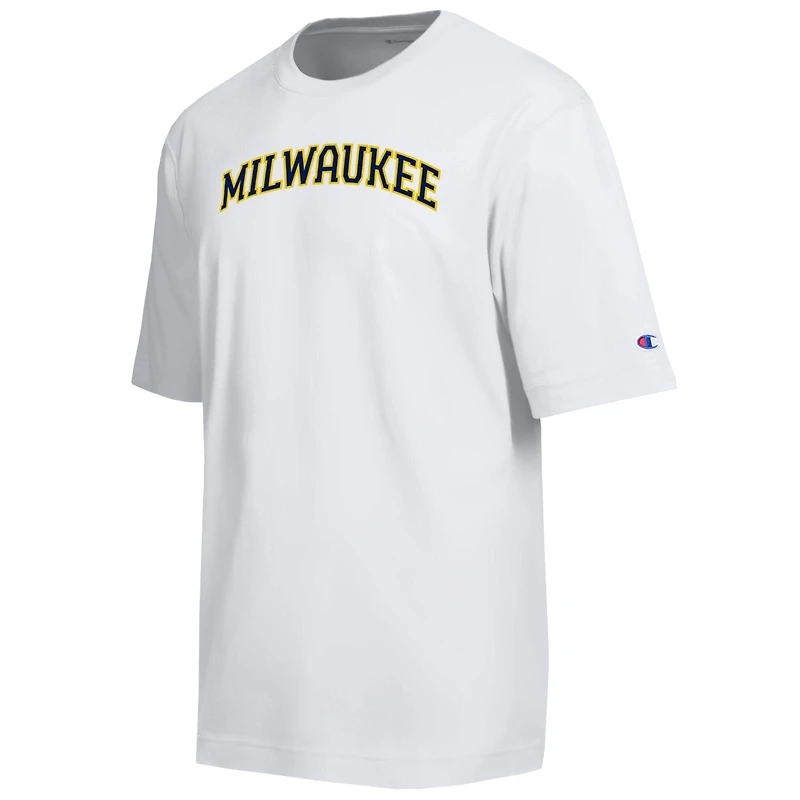 T-shirt Champion blanc Milwaukee Brewers All Star avec logo en chenille arquée