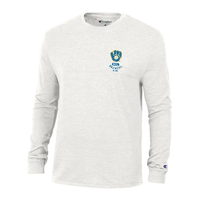 T-shirt à manches longues Champion White Milwaukee Brewers Cooperstown Winning Tradition Tri-Blend pour homme