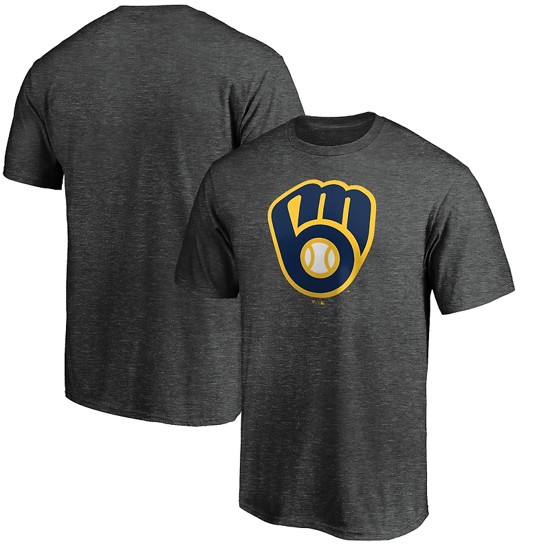 Men's  Charcoal Milwaukee Brewers Official Logo T-Shirt