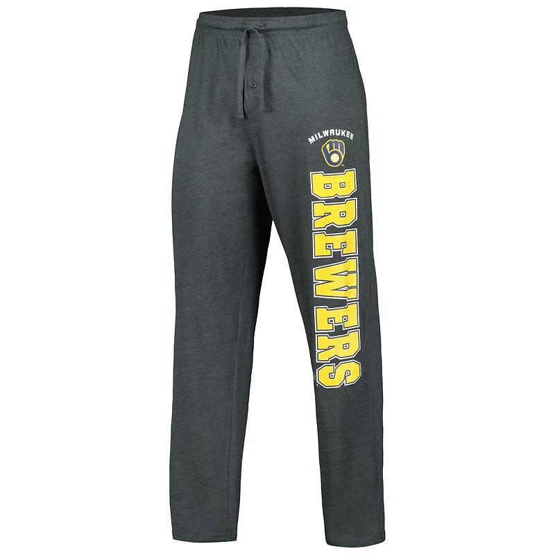 Ensemble de nuit pour homme Concepts Sport Anthracite/Bleu marine Milwaukee Brewers avec haut et pantalon Meter