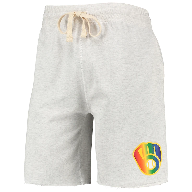 Concepts Sport Oatmeal Milwaukee Brewers Mainstream Logo Terry Tri-Blend Short pour homme