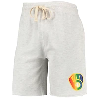 Concepts Sport Oatmeal Milwaukee Brewers Mainstream Logo Terry Tri-Blend Short pour homme