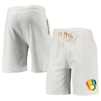Short en tissu éponge Concepts Sport Oatmeal Milwaukee Brewers Mainstream Logo pour homme