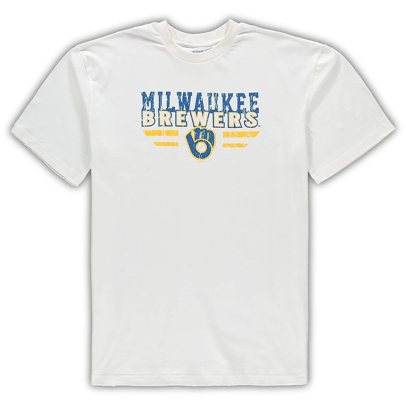 Men's Concepts Sport White/Royal Milwaukee Brewers Big & Tall Pinstripe Sleep Set