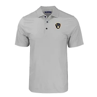 Men's Cutter & Buck Gray Milwaukee Brewers Big Tall Pike Eco Tonal Geo Print Stretch Recycled Polo