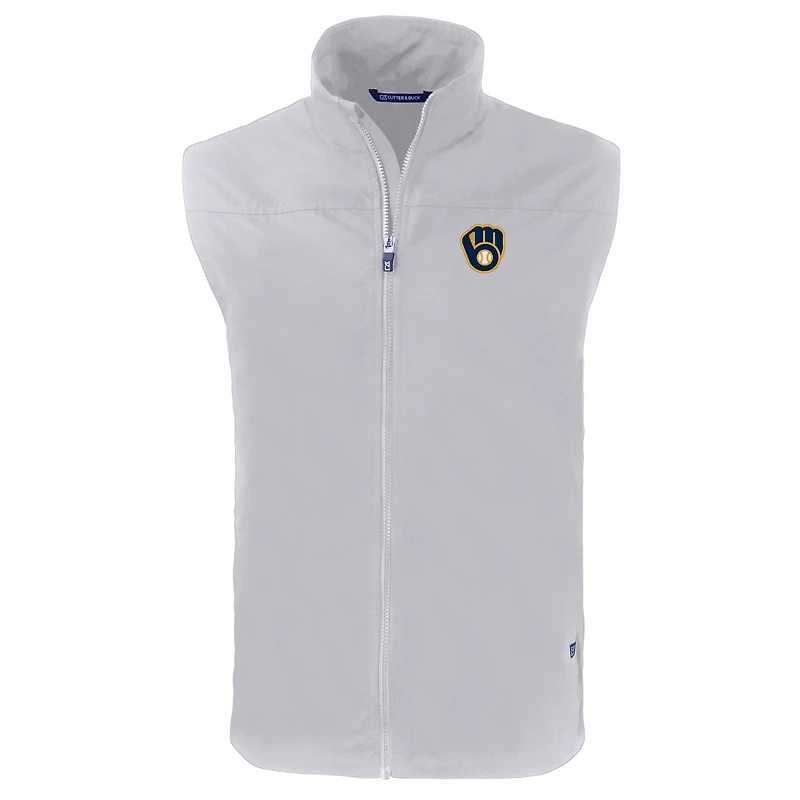 Gilet zippé entièrement recyclé Charter Eco pour homme, gris, Cutter & Buck, des Milwaukee Brewers